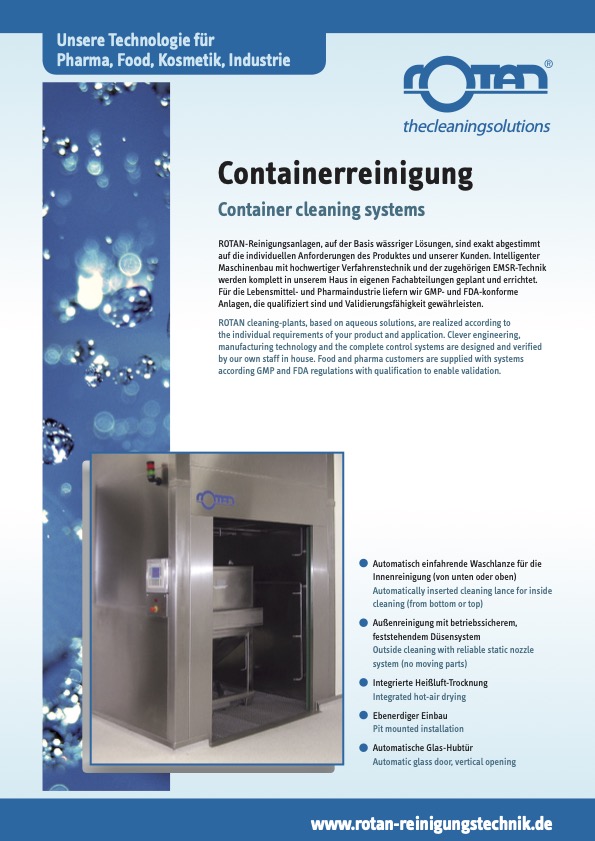 Rotan Containerreinigungsanlagen – vollautomatische Systeme für Container, Paletten und Fässer mit Heißlufttrocknung